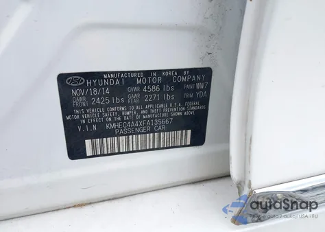2015 Hyundai Sonata Hybrid from USA, damaged, VIN KMHEC4A4XFA135667